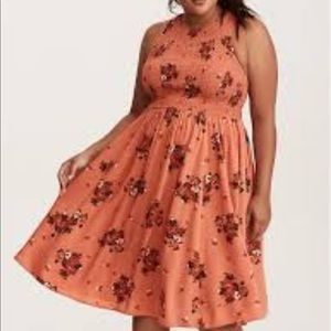 Torrid Size 2 (18/20) Rust Floral Smocked Challis Midi Dress